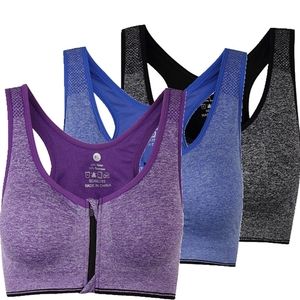 3-pack Zip front Sports Bras